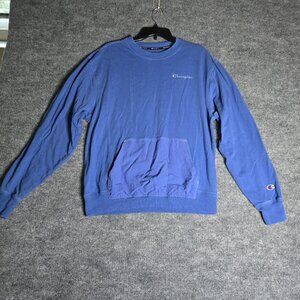 Used Champion Mens Shield Blue Pullover Sweatshirt M